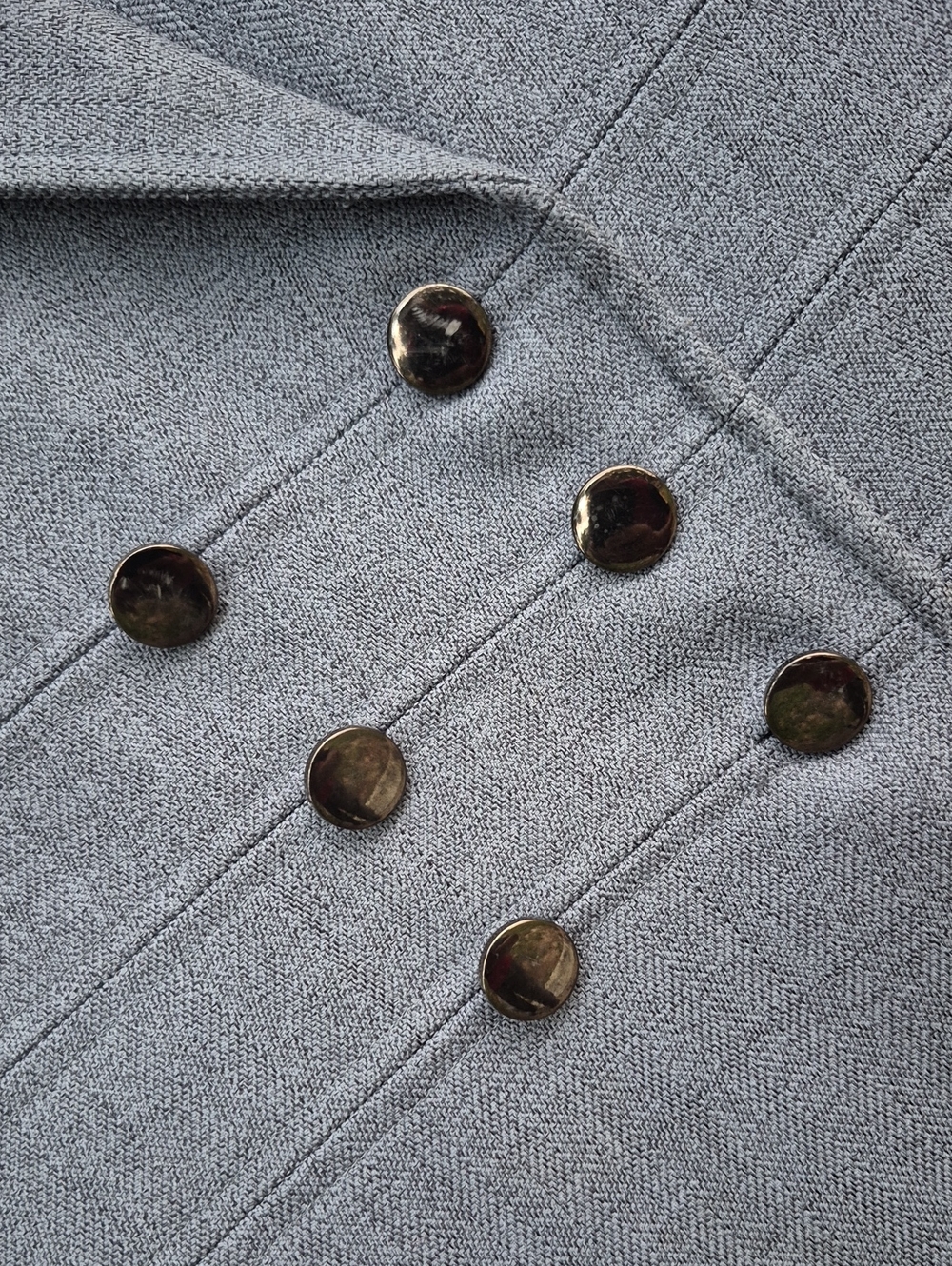 Blacker Petites by Stanley Blacker Ladies Gray Double Breasted Luxe Blazer - Picture 3 of 9